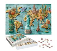 Puzzle 1000 Piezas Mapa, Puzzle Viajar con Caja para Adultos, 75x50cm, DIY 1000 Piezas Rompecabezas Madera para Adultos, Rompecabezas Desafiante para Decoracion Hogar y Paredes, Regalo Mujer, -8955