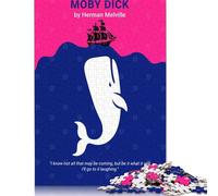 Puzzle 1000 piezas Moby Dick, cubierta de libro minimalista, rompecabezas cuadrado para adultos y rompecabezas de papel, decoración del hogar, 38 x 26 cm, 1000 piezas