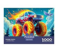 Puzzle 1000 Piezas Monster Truck Llameante - Barco y Rosas bajo la Luna - Desafiante - Regalo para Hombres y Mujeres 70x50cm