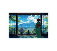 Puzzle 1000 Piezas, Monte Fuji Puzzle 1000 Piezas Madera 50x75cm con Caja de Papel de Colores y Bolsa de Malla Portátil, Rompecabezas Geisha para Primavera Decoracion Pared Regalo Mujer LZPT-03119