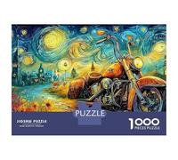Puzzle 1000 Piezas Motocicleta en una Escena al Estilo de Van Gogh Rompecabezas 52x38cm/1000pcs Regalos para Adultos Y Niños DIY Descompresión