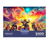 Puzzle 1000 Piezas Motoconducentes bajo un Vibrante Cielo de Atardecer Rompecabezas 70x50cm/1000pcs Regalos para Adultos Y Niños Cartón 100% Reciclado Descompresión