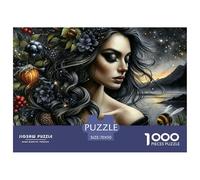 Puzzle 1000 Piezas Mujer Misteriosa Naturaleza, Corazón Arcoíris Flores Arte, Familiar Antiestrés Hogar Difícil Juego 70x50cm