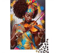 Puzzle 1000 Piezas Mujer Violinista Africana Rompecabezas 38x26cm/1000pcs Regalos para Adultos Y Niños DIY Descompresión