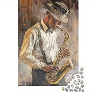 Puzzle 1000 Piezas Musicista Jazz che Suona il saxofono Rompecabezas 52x38cm/1000pcs Regalos para Adultos Y Niños DIY Descompresión