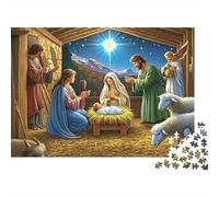 Puzzle 1000 Piezas Nacimiento Navidad para Adultos Paper Rompecabezas Educativo Belén Rompecabezas de Papel Actividad Familiar 70x50cm/1000pcs