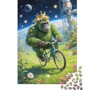 Puzzle 1000 Piezas Orangután en Bicicleta Rompecabezas De Madera con Impresión HD para Adultos/Niños 14+ - Juego Desafiante 1000pcs (75x50cm)