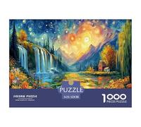 Puzzle 1000 Piezas Paisaje Estelar en Papel Reciclado - Paisaje (Cascada & Noche) para Adultos, Regalo, Juego Educativo, Desafío, Decoración de Pared, 52x38cm