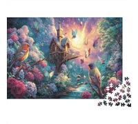 Puzzle 1000 Piezas - Pájaros y Mariposas Alrededor de Treehouse Vida Silvestre Rompecabezas, Adultos, Desafiante, Juego Familiar, Regalo 70x50cm/1000pcs