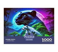 Puzzle 1000 Piezas - Pantera Negra, Animales artísticos, Rompecabezas Desafiante, para Toda La Familia, 52x38cm/1000pcs