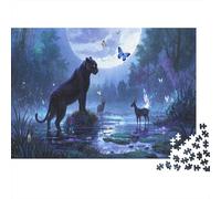 Puzzle 1000 Piezas Pantera Negra Ciervo del Bosque Rompecabezas De Madera HD para Adultos/Niños 14+ - Juego De Retos Regalo 1000pcs (75x50cm)