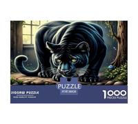 Puzzle 1000 Piezas Pantera Negra, desafiante, Ventana, Reflejo, Sereno, Natural para Hombres y Mujeres, Regalo para Adultos, decoración de Pared 38x26cm