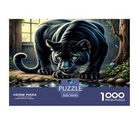 Puzzle 1000 Piezas Pantera Negra, Papel Reciclado, Ventana, Reflejo, Sereno, Natural, decoración antiestrés, Juego Educativo 70x50cm