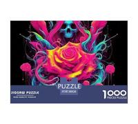 Puzzle 1000 Piezas Papel Reciclado Adultos - Calavera Rosa Sangre goteante, desafiante y Regalo 38x26cm