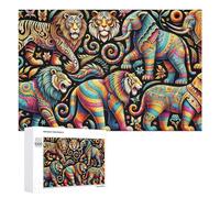 Puzzle 1000 piezas para adolescentes coloridos rompecabezas de ilustración de animales para adultos juegos de relajación regalos para mujeres regalos para amigos y familiares 1000 piezas