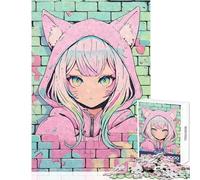 Puzzle 1000 Piezas para Adolescentes Pastel Nekomimi Graffiti Decoración del hogar Juguetes Regalos de cumpleaños Juegos educativos Mejorar el Amor en Pareja Tamaño 38x26cm