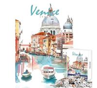 Puzzle 1000 Piezas para Adolescentes Venecia Ciudad Acuarela Decoración del hogar Juguetes Regalos de cumpleaños Juegos educativos Mejorar el Amor en Pareja Tamaño 50x75cm