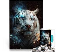 Puzzle 1000 piezas para adultos arte tigre blanco galaxia decoración del hogar rompecabezas regalos secretos de Santa Claus 14.96 pulgadas x 20.47 pulgadas para adolescentes de 14 años y más