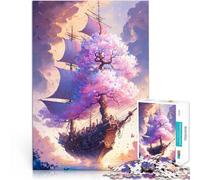 Puzzle 1000 Piezas para Adultos, Barco Pirata en Flor de Cerezo, Juguetes educativos, y cumpleaños, 50 x 75 cm, para Adolescentes de 14 años y más
