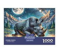 Puzzle 1000 Piezas para Adultos - Black rinocerontes- Caja Desafíos Extra Divertidos - Impresionante Puzzle De Under The Moon - Regalo Creativo para La Relajación 70x50cm/1000pcs