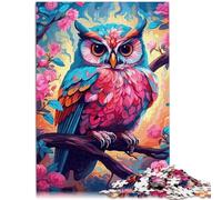 Puzzle 1000 piezas para adultos Búho Acuarela en una rama Juego intelectual 38x52cm con póster y hoja de preguntas y respuestas surtidas.