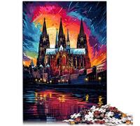 Puzzle 1000 piezas para adultos Catedral de Colonia para regalos de rompecabezas 26x38cm Adecuado para decoración de oficina para adolescentes de 14 años y más