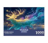 Puzzle 1000 Piezas para Adultos - Ciervos, Animales artísticos, Impresión Alta Definición Multicolor, 38x26cm/1000pcs