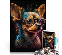 Puzzle 1000 piezas para adultos Cosmic Chihuahua Gafas Juego Educativo Desafío Juguete Entrena Tu Cerebro y Manos 19.7" x 29.5" para Adolescente 14+