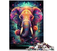 Puzzle 1000 piezas para adultos elefante colorido extraño rompecabezas de bricolaje juguetes 26 x 38 cm juego educativo para cumpleaños Navidad para adolescentes de 14 años y más