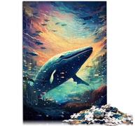 Puzzle 1000 piezas para adultos Galaxia Ballena Azul Juguetes Anti-Stress 10.27 pulgadas x 14.96" Mejor regalo para adolescentes de 14 años y mayores
