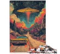 Puzzle 1000 piezas para adultos, juguete educativo de aprendizaje artístico sobre ovnis y coches, 10.27" x 14.96", mejora la memoria de los adolescentes de 14 años y más.