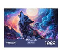 Puzzle 1000 Piezas para Adultos - Lobo- Caja Desafíos Extra Divertidos - Impresionante Puzzle De Under The Moon - Regalo Creativo para La Relajación 70x50cm/1000pcs