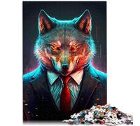 Puzzle 1000 piezas para adultos Lobo CEO en traje Decoración del hogar Puzzles 19.7 pulgadas x 29.5" Colección de artistas, Bellas Artes