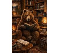 Puzzle 1000 Piezas para Adultos, Puzzle de Madera con Oso en la Biblioteca