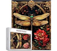 Puzzle 1000 Piezas para Adultos, Puzzle Flor Obra de Arte de Juego de Rompecabezas para Adultos, Libélula Rompecabezas DIY para Colgar el Puzzles una Vez Finalizado a Partir de 14 Años, Regalos D-720