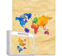 Puzzle 1000 Piezas para Adultos, Puzzle Retro Obra de Arte de Juego de Rompecabezas para Adultos, Mapa del Mundo Rompecabezas DIY para Colgar el Puzzles una Vez Finalizado a Partir de 14 Años D-634