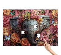 Puzzle 1000 Piezas para Adultos Rosa, Puzzle Elefante Juegos Educativos Desafiando lo Imposible, Conjunto Entretenimiento Divertido y Colorido con Caja para Decoracion Hogar Regalos para Hombre V-2