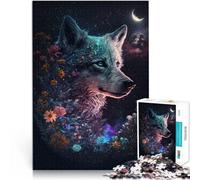 Puzzle 1000 piezas para adultos Space Wolf y flores juegos divertidos 26 x 38 cm juego educativo para cumpleaños Navidad para los 14 años