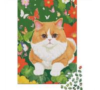 Puzzle 1000 Piezas para Adultos Y Niños Juego Familiar De Madera Gato Persa Flores Rojas Decoración del Hogar Regalo 1000pcs (75x50cm)
