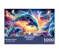 Puzzle 1000 Piezas Paraíso de Delfines - Delfines (Mar Cósmico), Juego Familiar Divertido, Regalo, 38x26cm