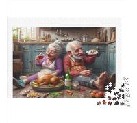 Puzzle 1000 Piezas Pareja Anciana Cenando Momento Feliz, Corte Preciso Encajes, Cartón Premium Grueso, para Adultos 38x26cm