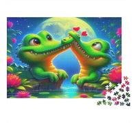 Puzzle 1000 Piezas Pareja Cocodrilos Lindos, Corte Preciso, Cartón Premium, para Adultos, 70x50cm