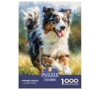 Puzzle 1000 Piezas Pastor Australiano Rompecabezas Perro Puzzle Colorido, Regalo para Adultos Y Jóvenes 38x26cm/1000pcs
