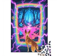 Puzzle 1000 Piezas Perro en el Bosque Encantado Rompecabezas De Madera con Impresión HD para Adultos Y Niños - Juego Educativo Regalo Original 1000pcs (75x50cm)
