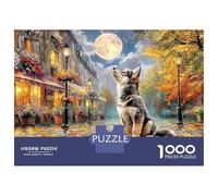 Puzzle 1000 Piezas Perro en una Calle Vibrante de la Ciudad bajo la Lluvia Rompecabezas 70x50cm/1000pcs Regalos para Adultos Y Niños DIY Creative Intelectual Desafío