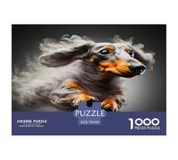 Puzzle 1000 Piezas Perro Tierno Difícil - Dachshund con Nube de Humo Dinámica para Hombres y Mujeres Desafío Familiar Idea de Regalo 70x50cm