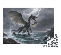Puzzle 1000 Piezas Playa del Dragón Negro Relámpagos Rompecabezas De Madera HD para Adultos Y Niños - Juego Educativo Regalo 1000pcs (75x50cm)