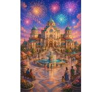 Puzzle 1000 Piezas Plaza y Fuente del Castillo con Fuegos Madera