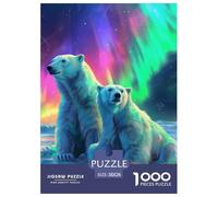 Puzzle 1000 Piezas Polar Bear Juego Educativo Pasatiempo Creativo Northern Lights Juego Familiar Regalo para Adultos Y Niños Mayores De 12 Años 38x26cm/1000pcs