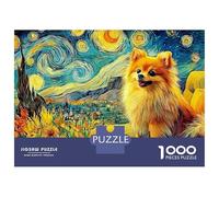 Puzzle 1000 Piezas Pomeranian en Estilo Van Gogh Rompecabezas 52x38cm/1000pcs Regalos para Adultos Y Niños Cartón 100% Reciclado Descompresión